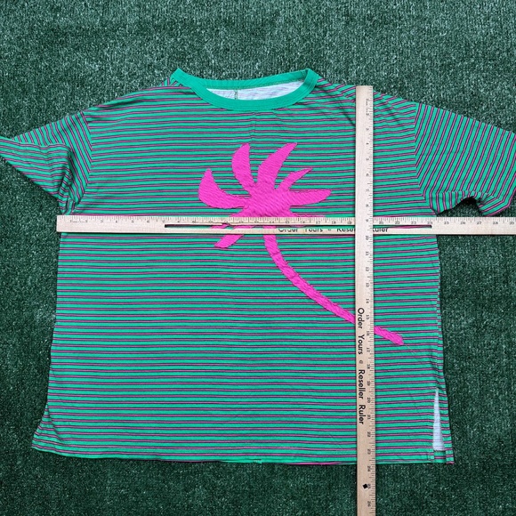 Ragabond Studio T Shirt Women's Size M Green Short Sleeve Striped - Picture 4 of 7